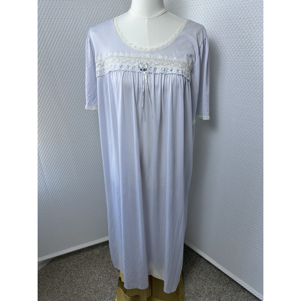 VTG Sears Fundamentals Nylon Blue Nightgown Plus size 1x prairie 47” Length